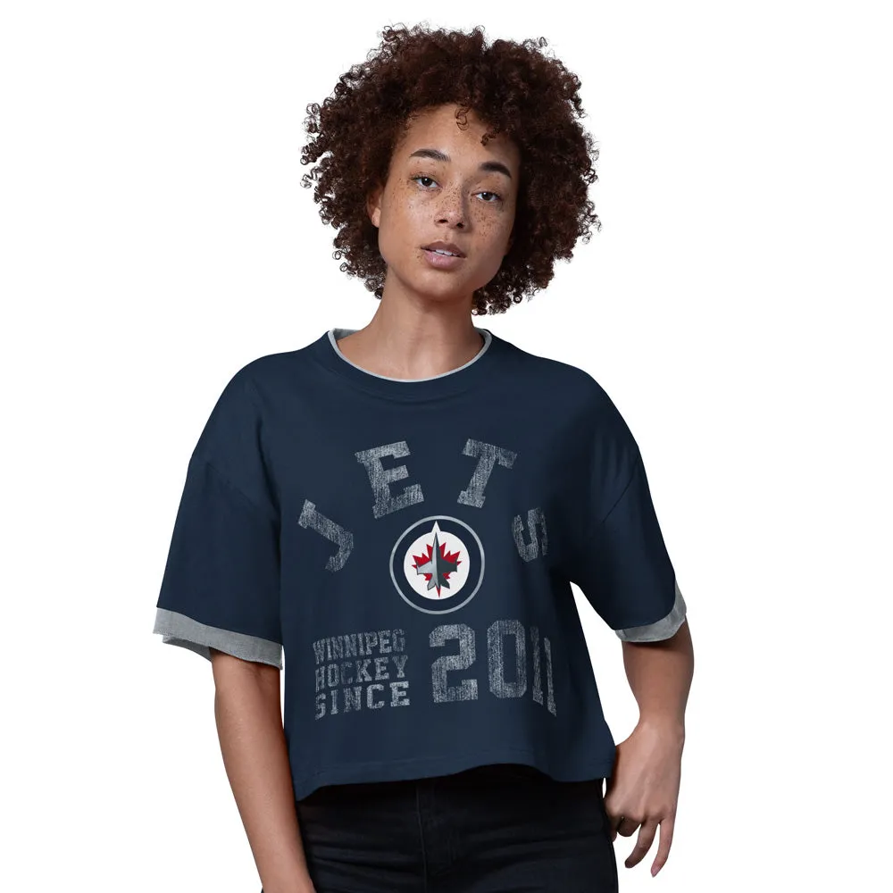Starter Winnipeg Jets Flyout Women's Navy T Shirt sold by Pro Hockey Life
