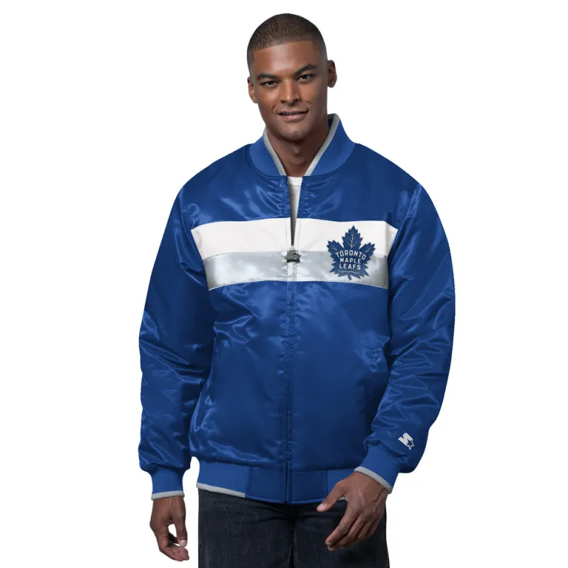 Starter Toronto Maple Leafs Ambassador Men's Blue Varsity Jacket sold by Pro Hockey Life