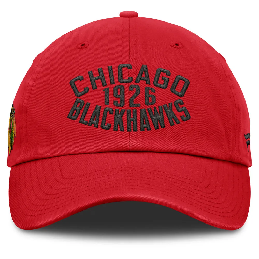 Fanatics Chicago Blackhawks Archer Blue Unstructured Red Hat sold by Pro Hockey Life product image thumbnail 2