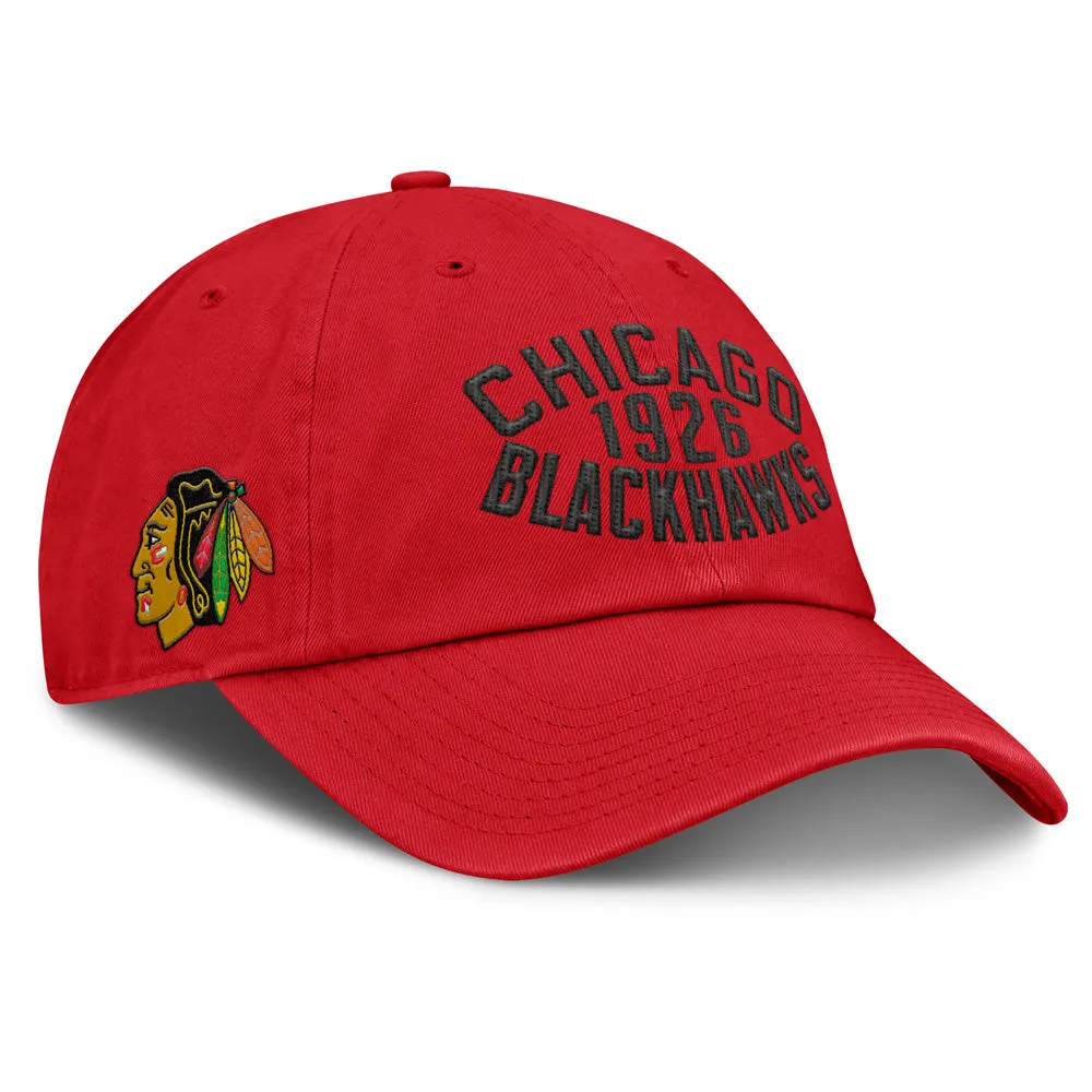 Fanatics Chicago Blackhawks Archer Blue Unstructured Red Hat sold by Pro Hockey Life product image thumbnail 3
