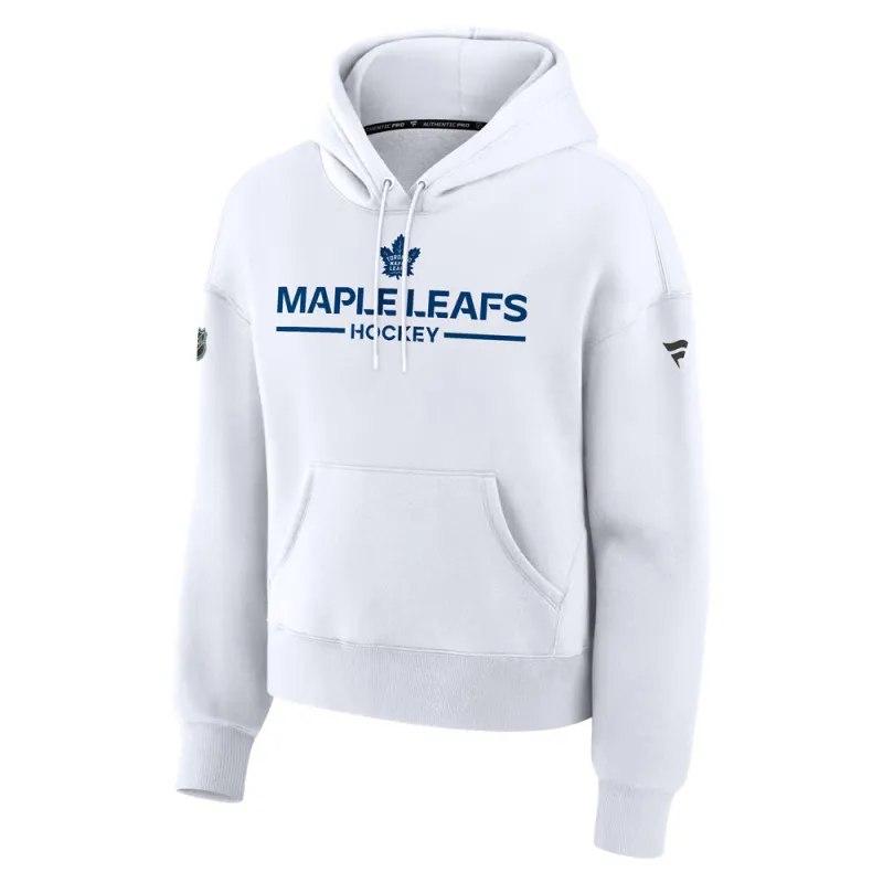 Fanatics Toronto Maple Leafs Authentic Pro Primary Women's White Fleece Pullover Hoodie made by Fanatics