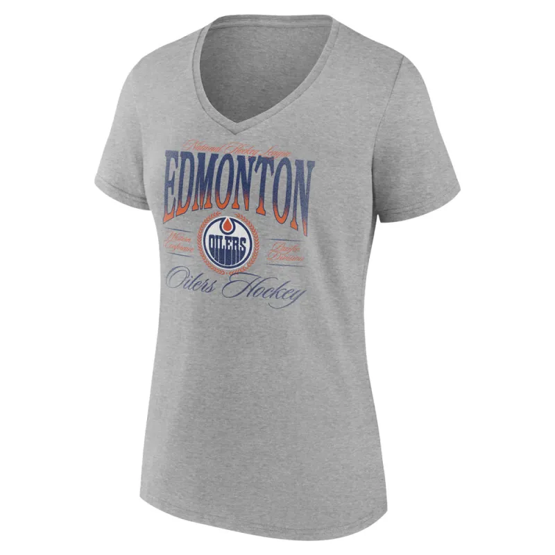 Fanatics Edmonton Oilers Women's Grey T Shirt made by Fanatics