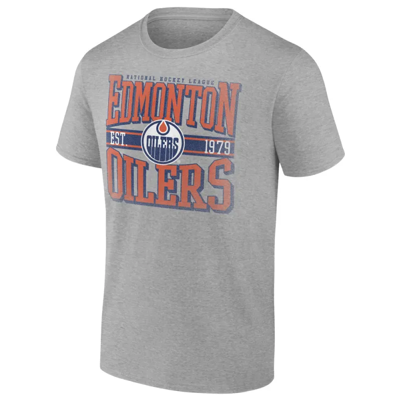 Fanatics Edmonton Oilers Adult Grey T Shirt made by Fanatics