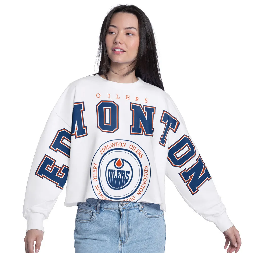 Women's Edmonton Oilers Starter Cropped Crewneck White sold by Pro Hockey Life