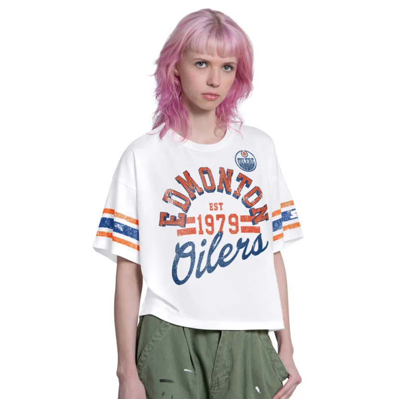 Edmonton Oilers Starter Hurry Up Offense T-Shirt White made by Starter