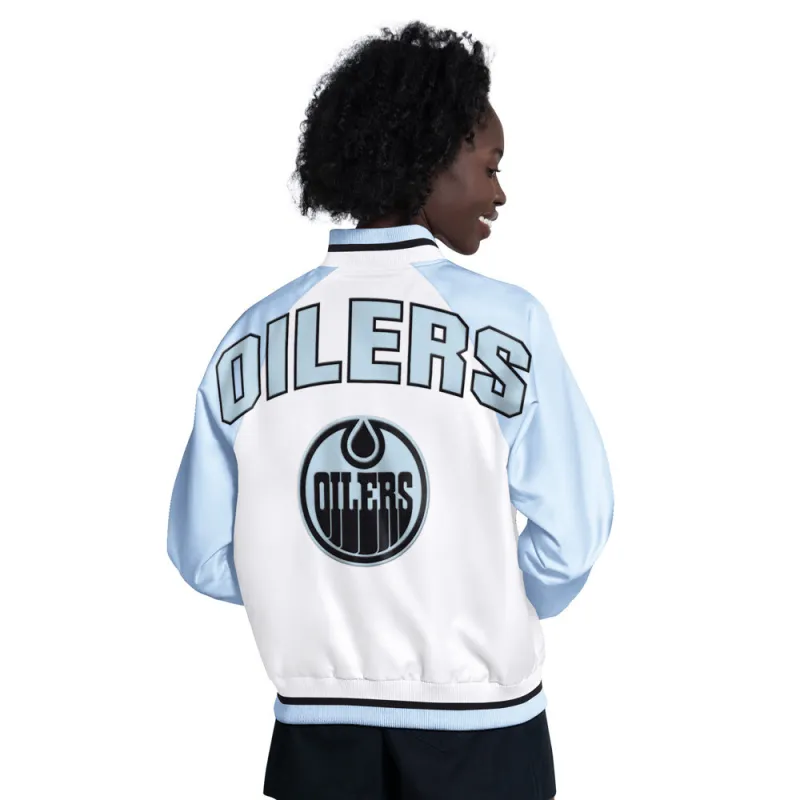 Women's Edmonton Oilers Starter Blitz Satin Jacket Blue made by Starter
