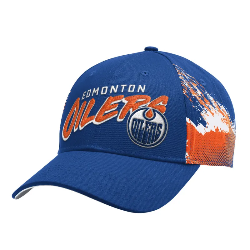 Edmonton Oilers Starter Splash Curved Brim Snapback Hat made by Starter