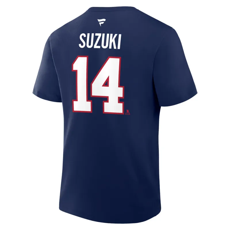 Fanatics Montreal Canadiens Nick Suzuki Name And Number Adult Navy T Shirt made by Fanatics