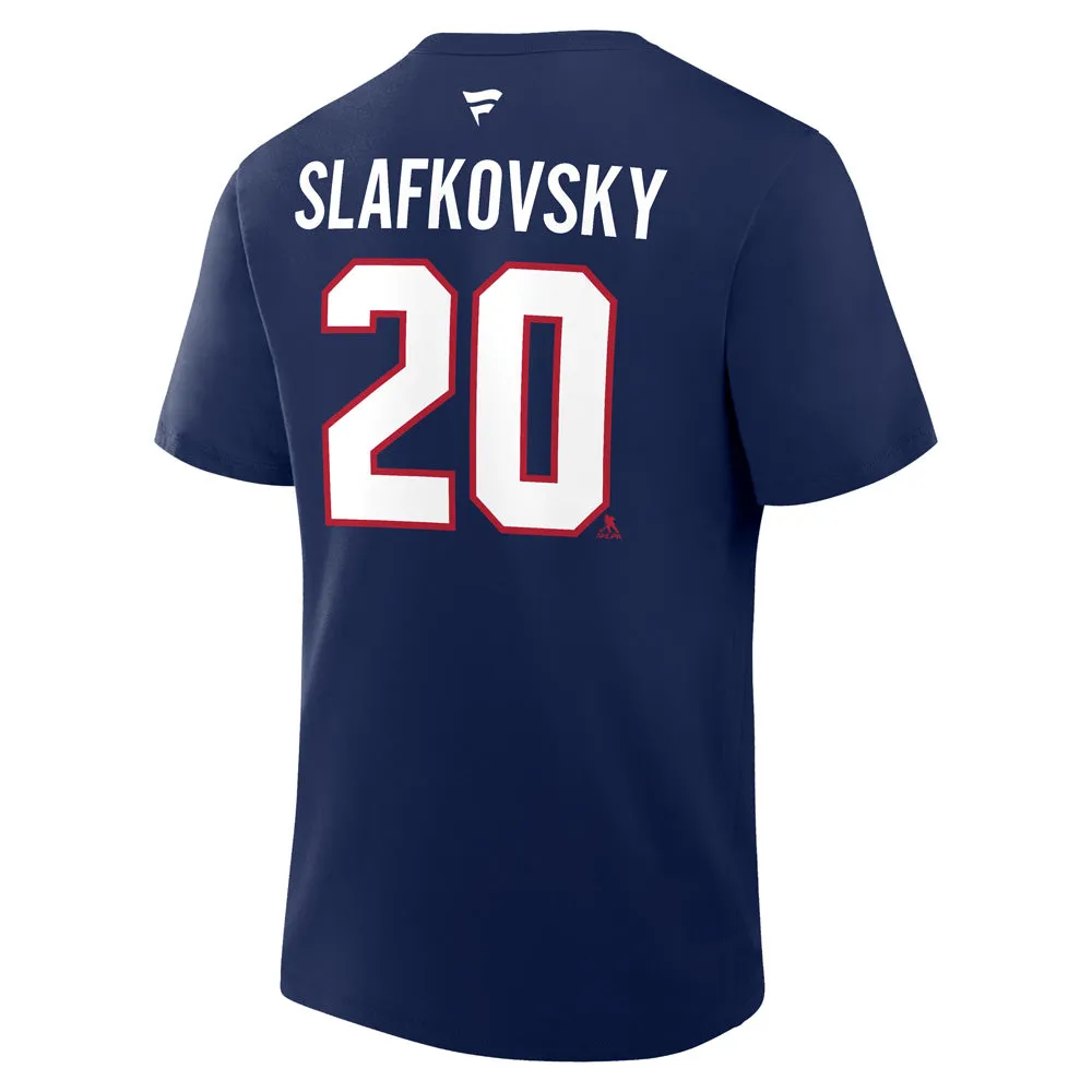 Fanatics Montreal Canadiens Juraj Slafkovsky Name And Number Adult Navy T Shirt sold by Pro Hockey Life