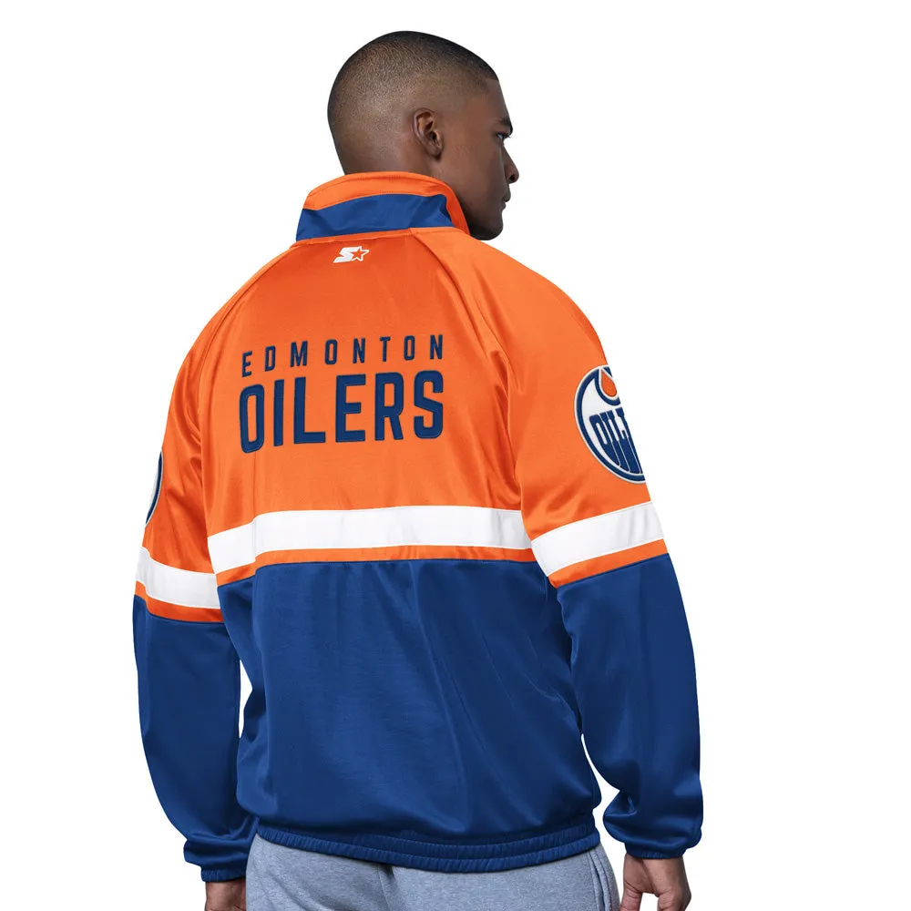 Starter Edmonton Oilers Veteran Men's Navy Track Jacket sold by Pro Hockey Life product image thumbnail 2