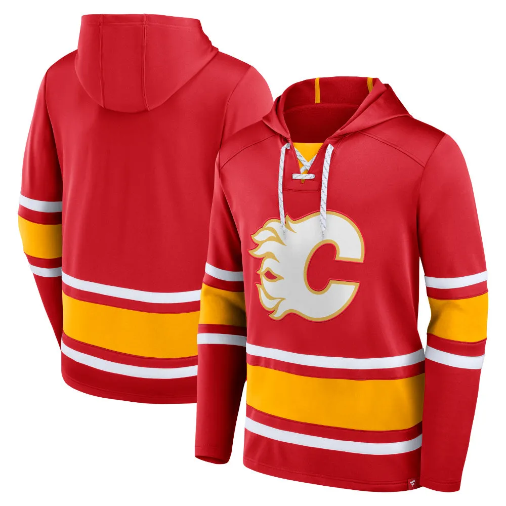 Calgary Flames Puck Deep Long Sleeve Pullover Hoodie Red sold by Pro Hockey Life