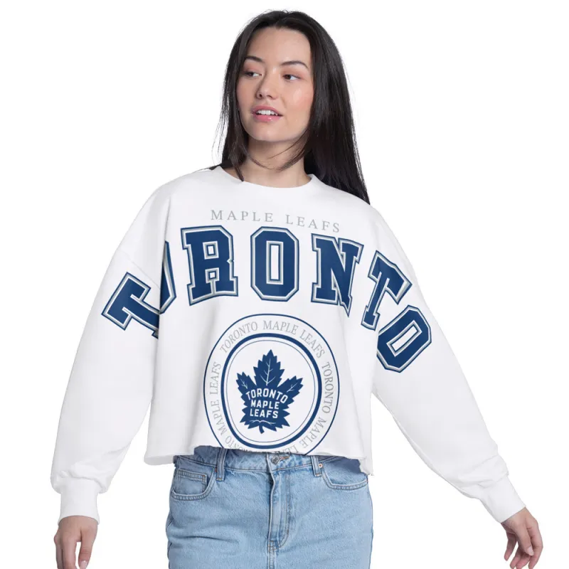 Starter Toronto Maple Leafs Women's Cropped White Crew Shirt made by Starter