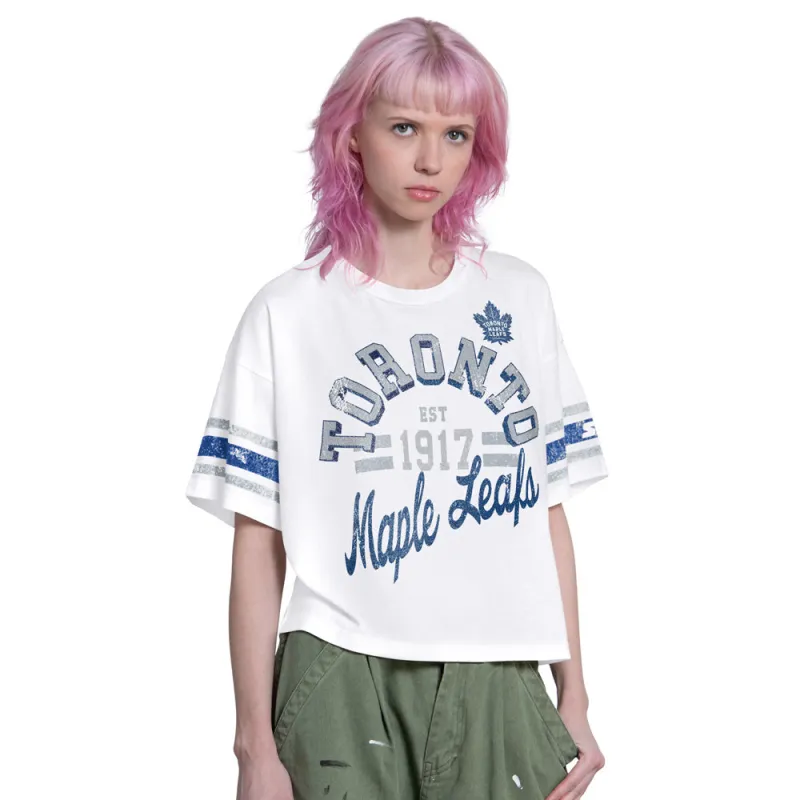 Starter Toronto Maple Leafs Hurry Up Offense Women's White T Shirt made by Starter