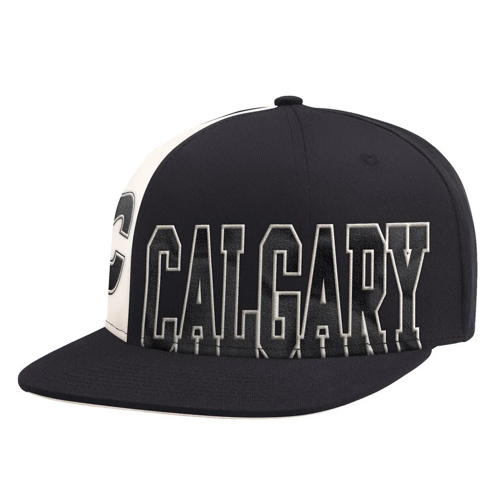 Starter Calgary Flames Offset Black Snapback Hat sold by Pro Hockey Life