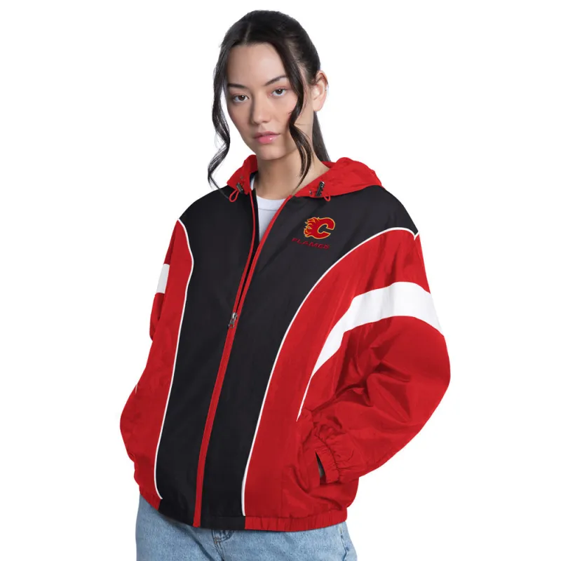 Starter Calgary Flames Quarterback Women's Red Full Zip Jacket made by Starter