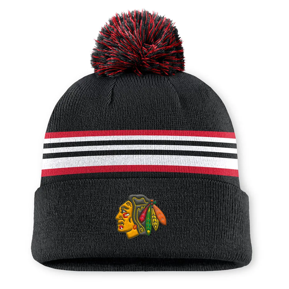Chicago Blackhawks Rink 13 Cuffed Pompom Beanie sold by Pro Hockey Life