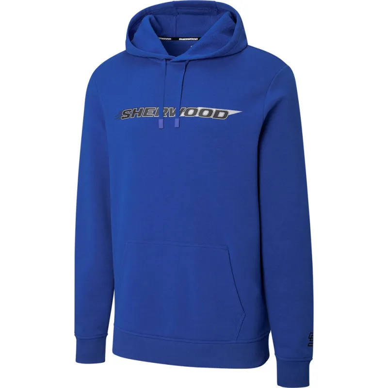 Sherwood Wordmark Men's Blue Pullover Hoodie made by Pro Hockey Life