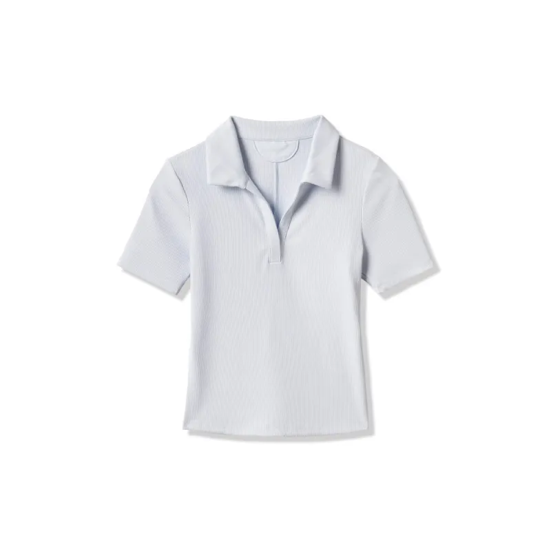 Travis Mathew Moveknit Women's Vneck Light White Polo Shirt made by Travis Mathew