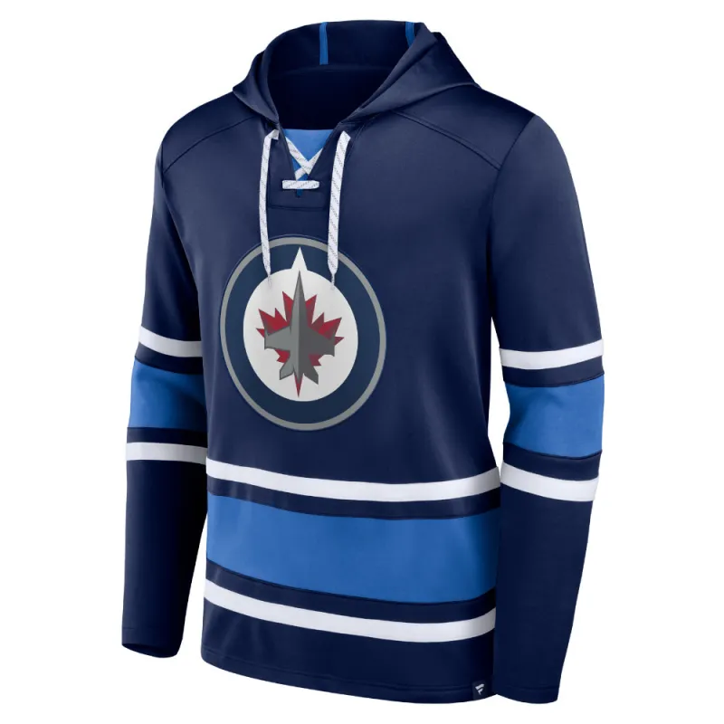 Winnipeg Jets Puck Deep Long Sleeve Pullover Hoodie Navy made by Fanatics