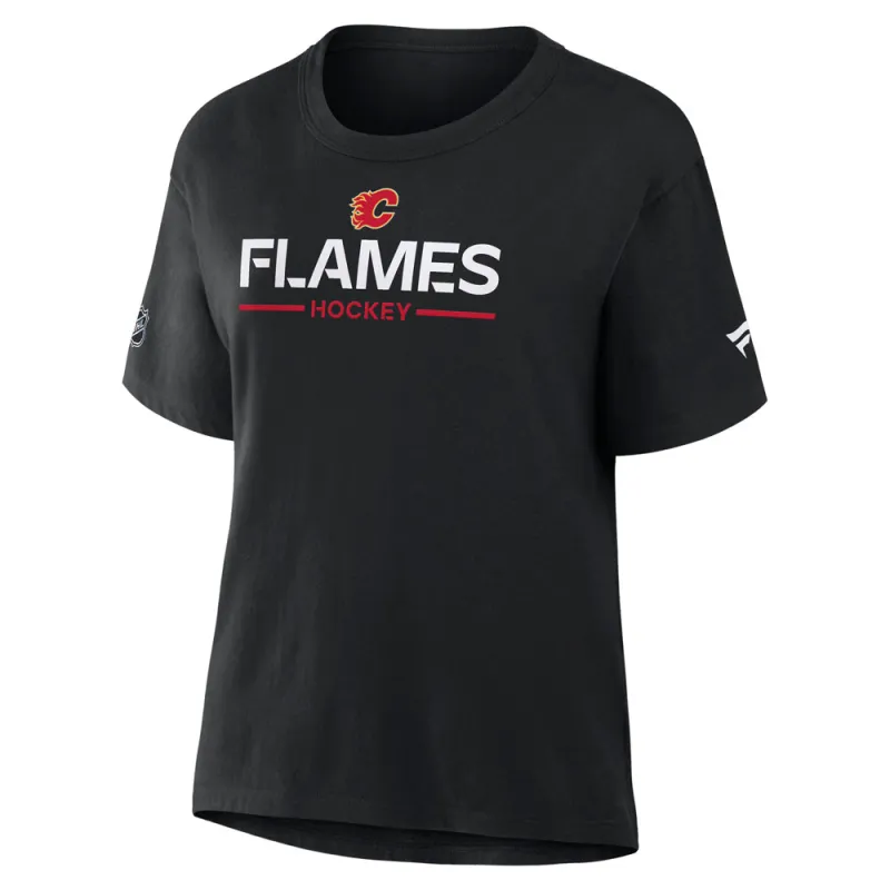 Women's Calgary Flames Primary Cotton Short Sleeve T-Shirt Black made by Fanatics