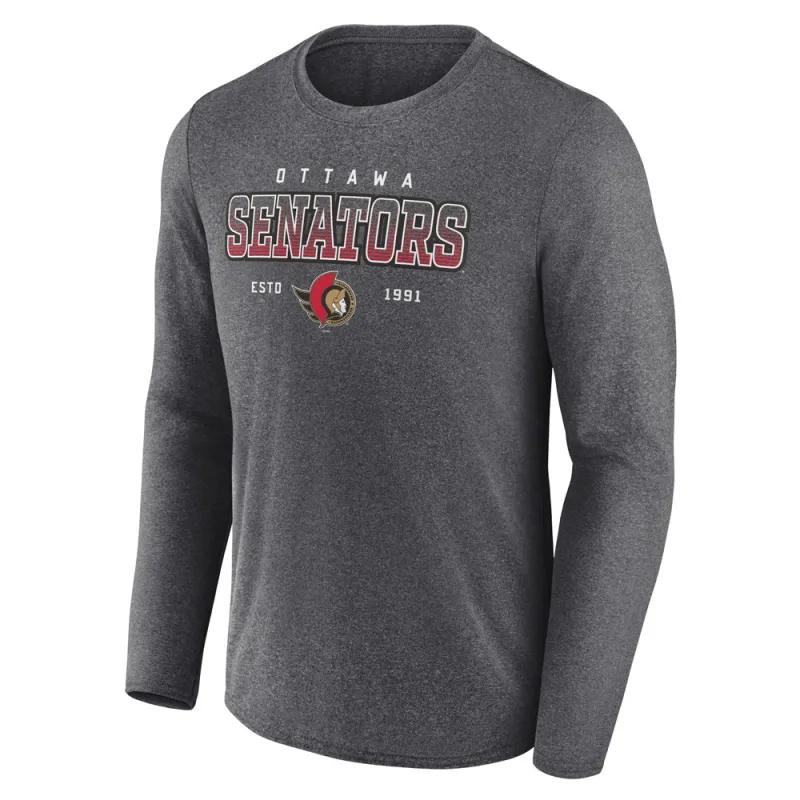 Ottawa Senators Long Sleeve Crew Neck Tee Charcoal made by Fanatics