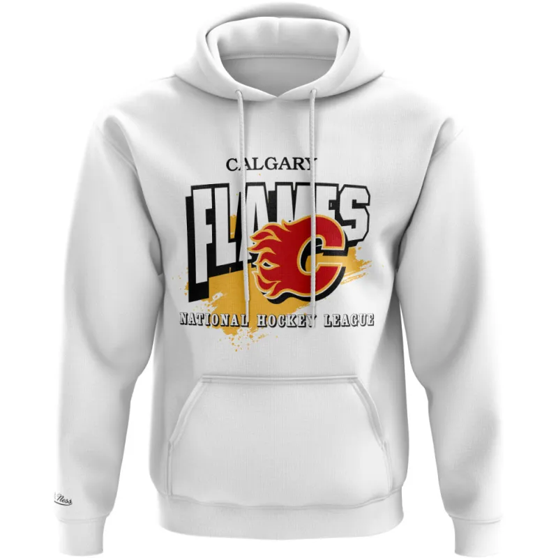 Calgary Flames Seat Hoodie - White made by Mitchell & Ness