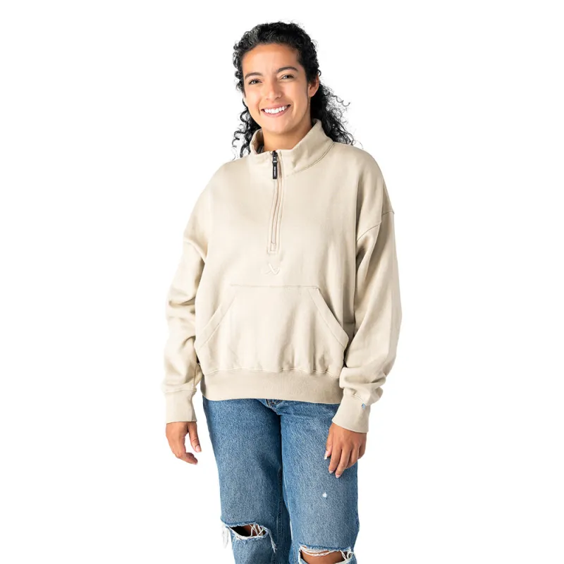 Bauer Women's Tan Quarter Zip made by Bauer