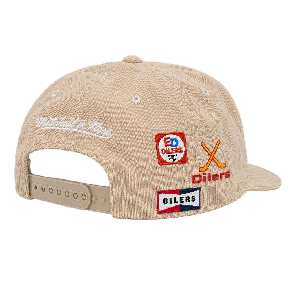 Mitchell & Ness Edmonton Oilers Bridgesport Beige Snapback Hat sold by Pro Hockey Life product image thumbnail 2