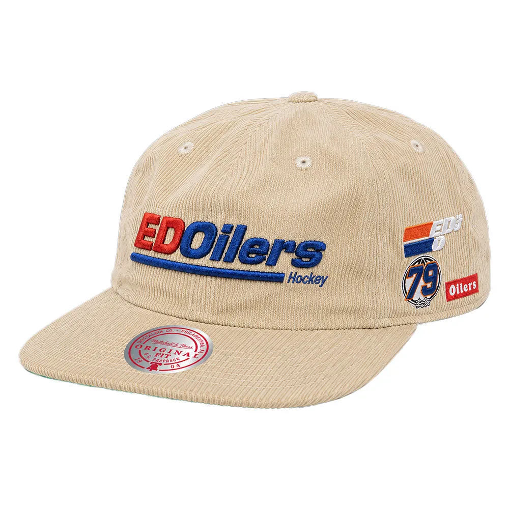 Mitchell & Ness Edmonton Oilers Bridgesport Beige Snapback Hat sold by Pro Hockey Life