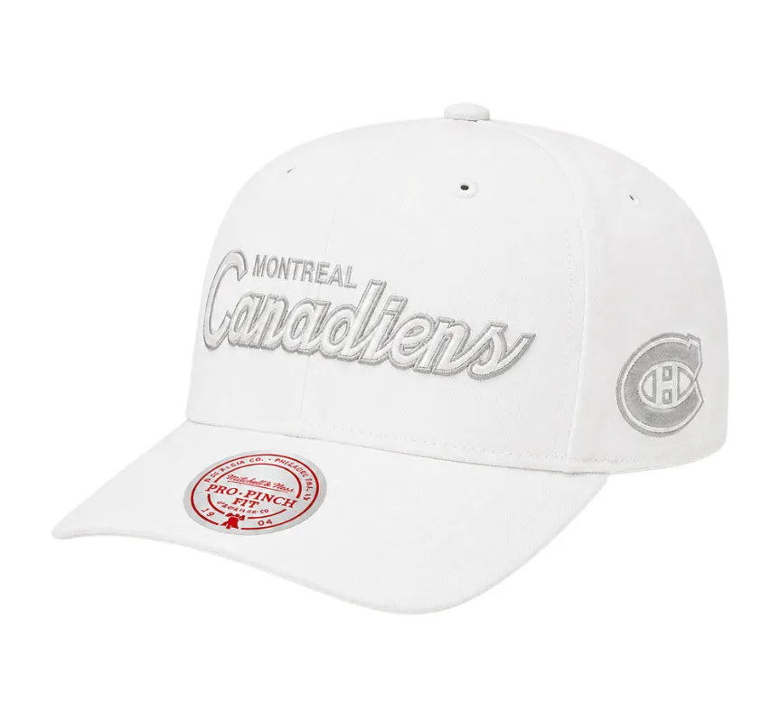 Mitchell & Ness Montreal Canadiens Crispy Scripty White Snapback Hat made by Mitchell & Ness