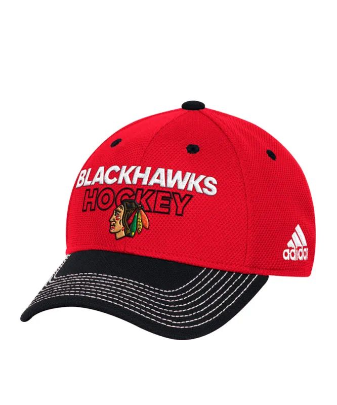 CHICAGO BLACKHAWKS ADIDAS SR LOCKER ROOM STRUCTURED FLEX HAT made by Adidas
