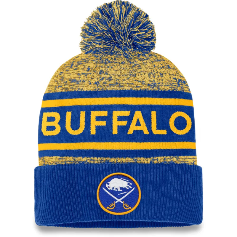 Fanatics Buffalo Sabres Adult Authentic Pro Heathered Cuffed Pom Toque sold by Pro Hockey Life
