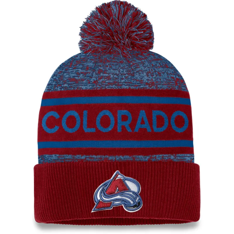 FANATICS COLORADO AVALANCHE ADULT AUTHENTIC PRO HEATHERED CUFFED POM TOQUE sold by Pro Hockey Life