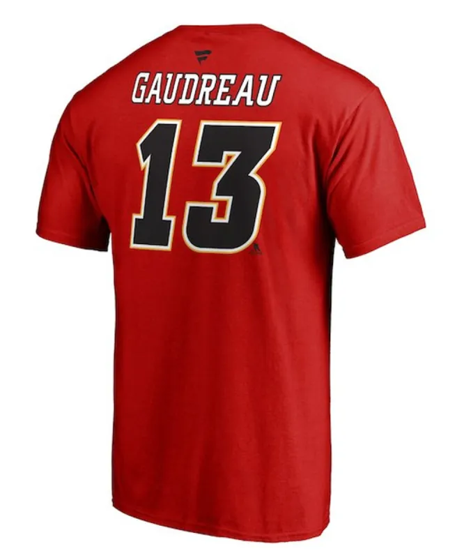 JOHNNY GAUDREAU CALGARY FLAMES FANATICS MEN'S NAME AND NUMBER T SHIRT made by Fanatics