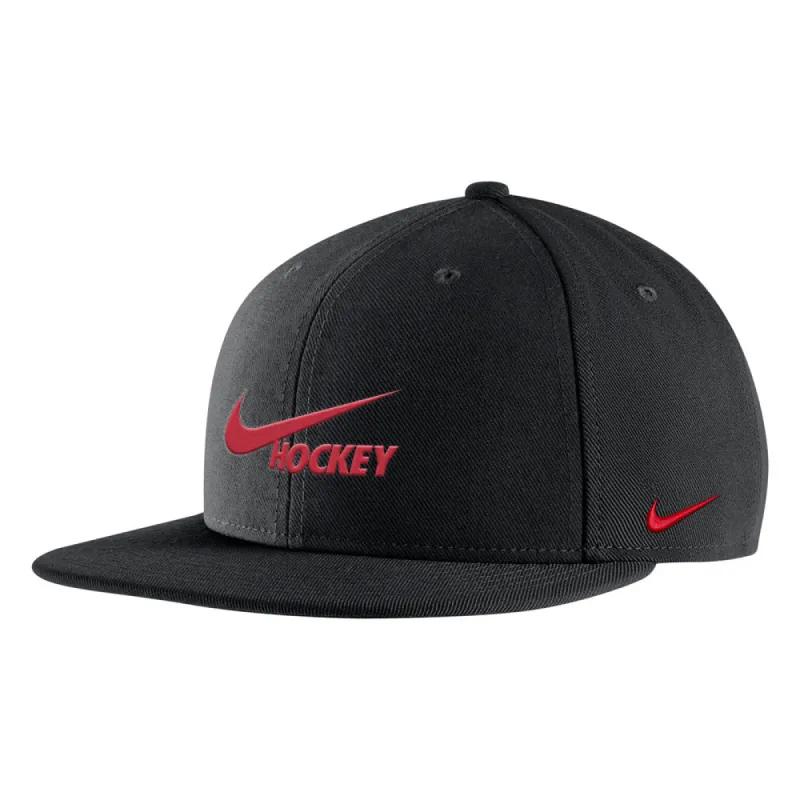 Nike Hockey Pro Black Flatbill Snapback Hat sold by Pro Hockey Life