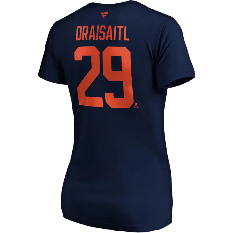 FANATICS WOMEN'S EDMONTON OILERS LEON DRAISAITL NAME AND NUMBER NAVY T SHIRT sold by Pro Hockey Life