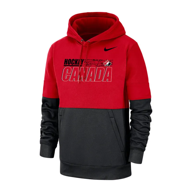 TEAM CANADA NIKE MEN'S THERMA PO HOODIE -RED/BLACK made by Nike