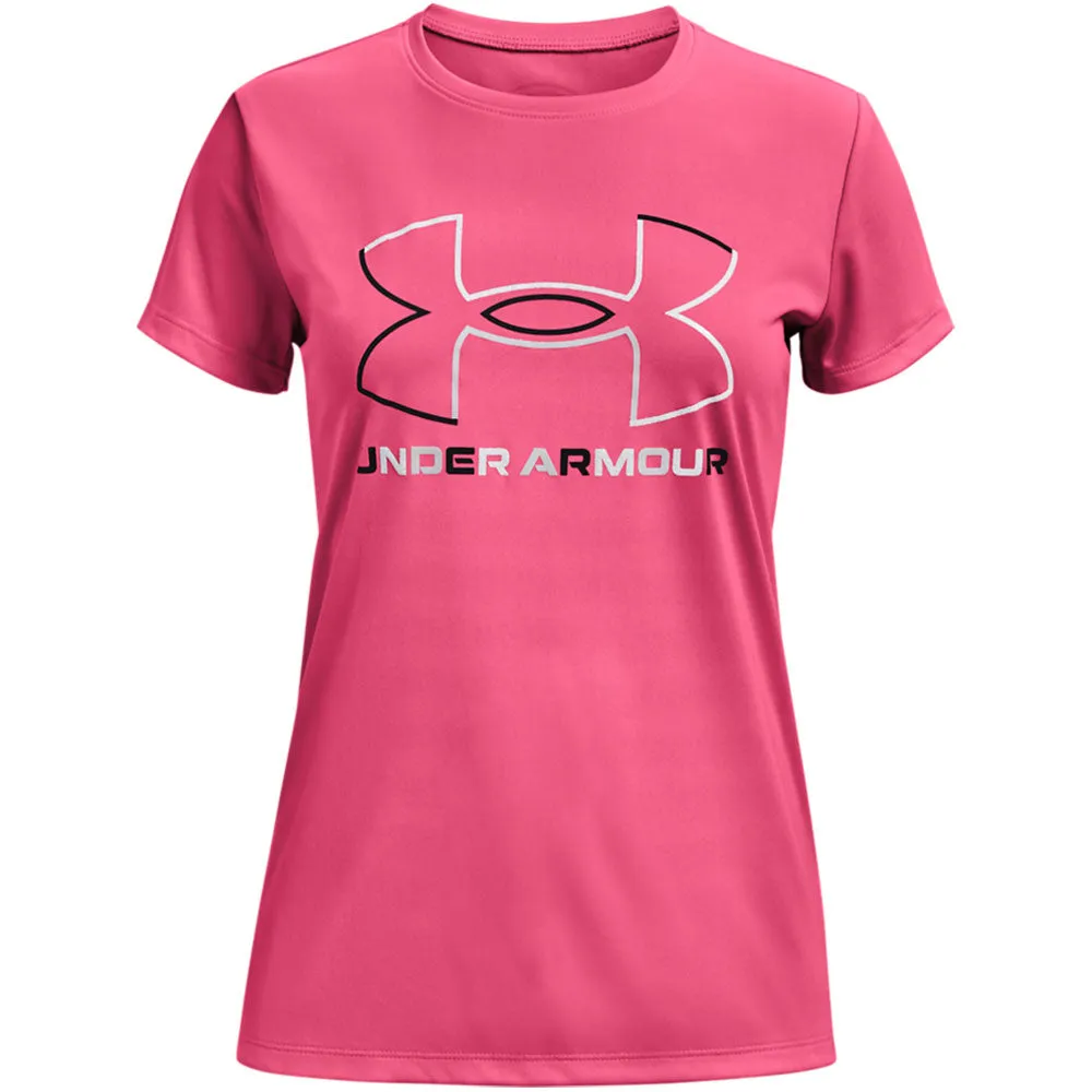 UNDER ARMOUR GIRLS TECH BIG LOGO SOLID BODY SHIRT - PINK sold by Pro Hockey Life
