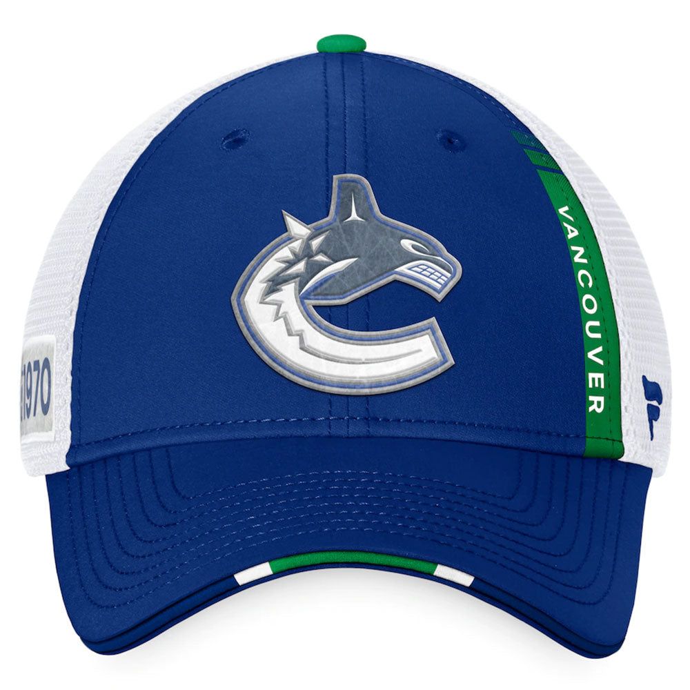 VANCOUVER CANUCKS FANATICS AUTHENTIC PRO 2022 NHL DRAFT STRUCTURED TRUCKER HAT sold by Pro Hockey Life product image thumbnail 2