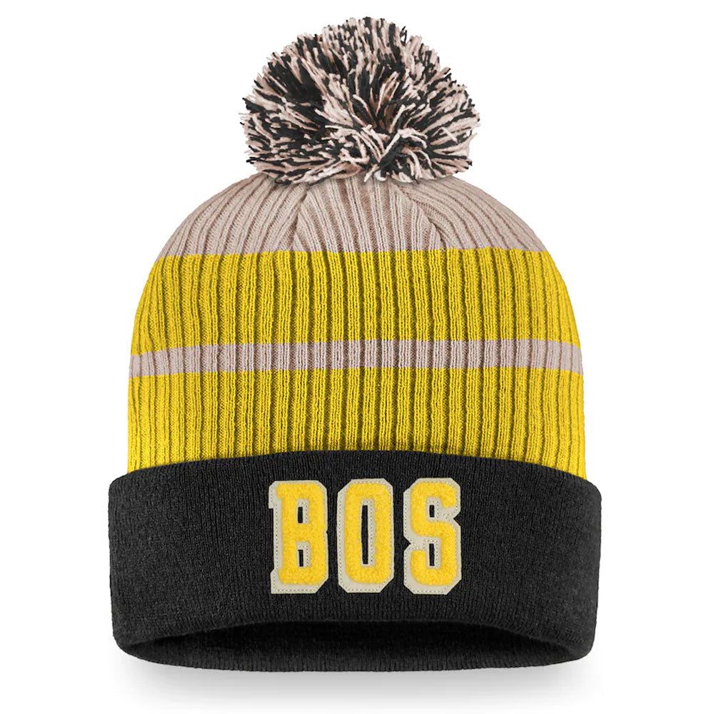 BOSTON BRUINS FANATICS MEN'S TRUE CLASSICS BEANIE CUFF POM TOQUE sold by Pro Hockey Life