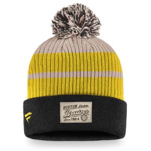 BOSTON BRUINS FANATICS MEN'S TRUE CLASSICS BEANIE CUFF POM TOQUE sold by Pro Hockey Life