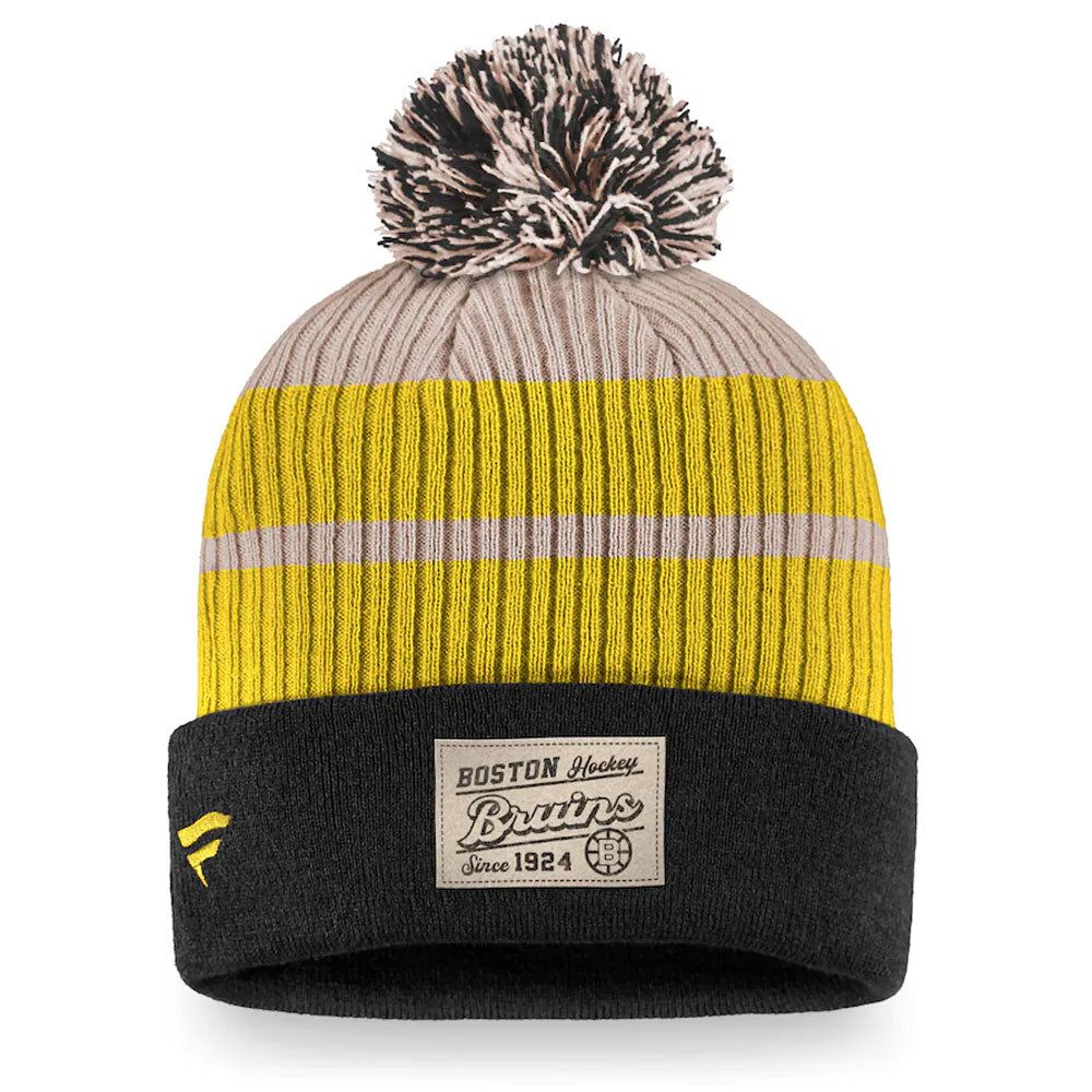 BOSTON BRUINS FANATICS MEN'S TRUE CLASSICS BEANIE CUFF POM TOQUE sold by Pro Hockey Life product image thumbnail 2