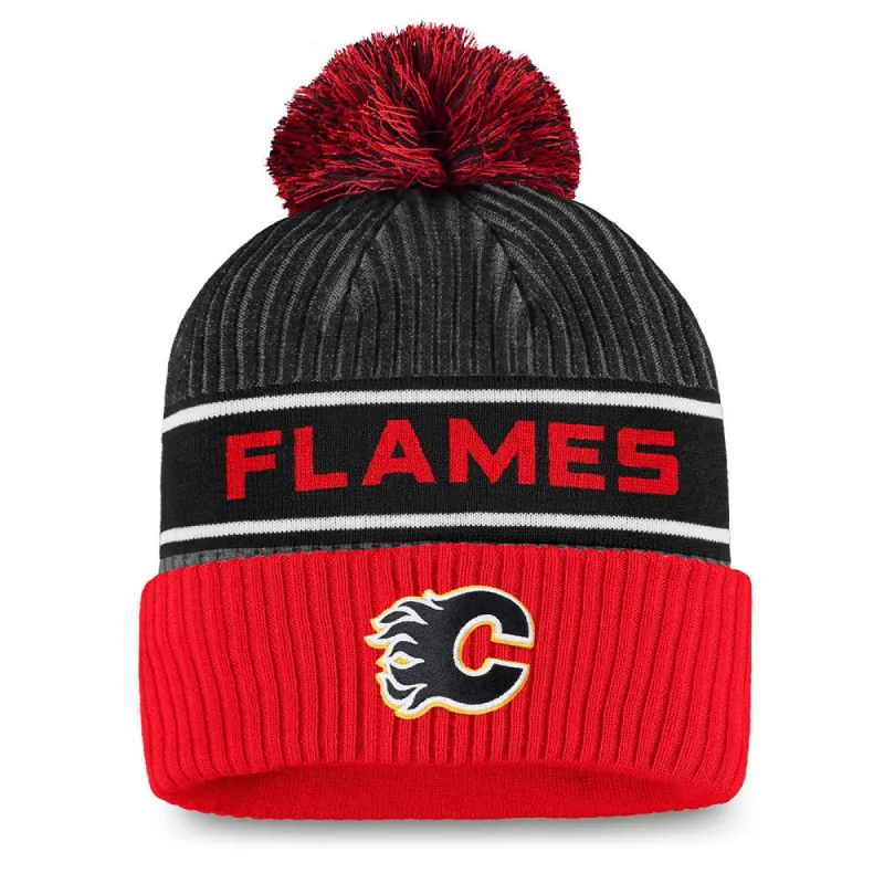 CALGARY FLAMES FANATICS MEN'S AUTHENTIC PRO LOCKER ROOM BEANIE CUFF POM TOQUE sold by Pro Hockey Life