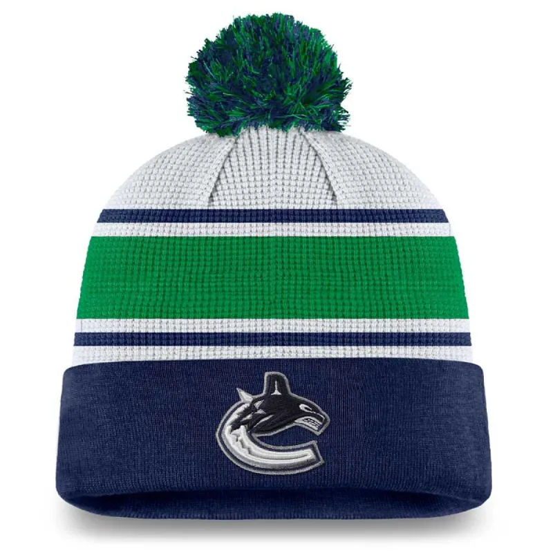 VANCOUVER CANUCKS FANATICS MEN'S AUTHENTIC PRO DRAFT CUFFED KNIT POM TOQUE sold by Pro Hockey Life