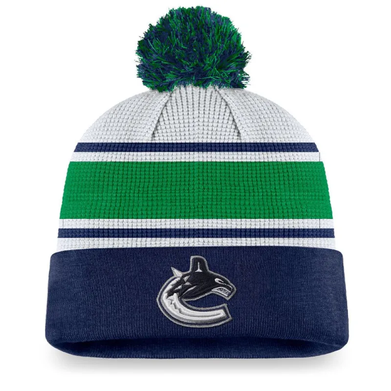 VANCOUVER CANUCKS FANATICS MEN'S AUTHENTIC PRO DRAFT CUFF POM KNIT TOQUE sold by Pro Hockey Life