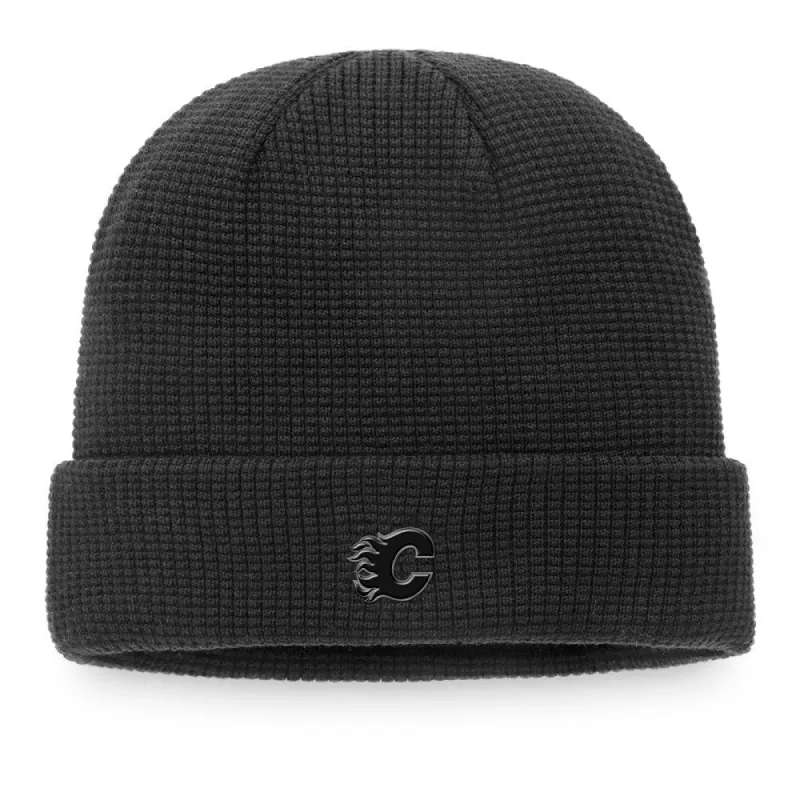 CALGARY FLAMES FANATICS MEN'S BLACK ICE CUFF BEANIE TOQUE sold by Pro Hockey Life