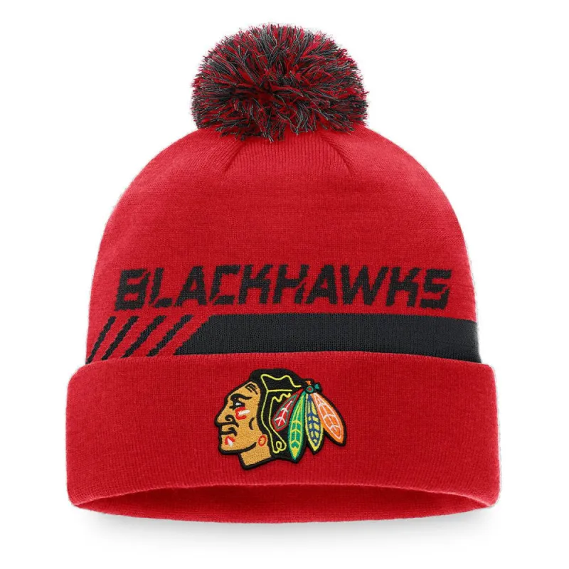 CHICAGO BLACKHAWKS FANATICS MEN'S AUTHENTIC PRO LOCKER ROOM BEANIE CUFF POM TOQUE sold by Pro Hockey Life