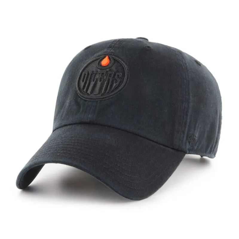 EDMONTON OILERS BLACK TONAL CLEAN UP HAT sold by Pro Hockey Life