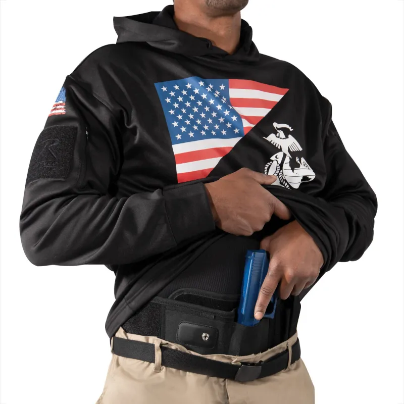 Concealed Carry Hoodie - US Flag / USMC Eagle, Globe, & Anchor (4 Color Choices) made by Rothco