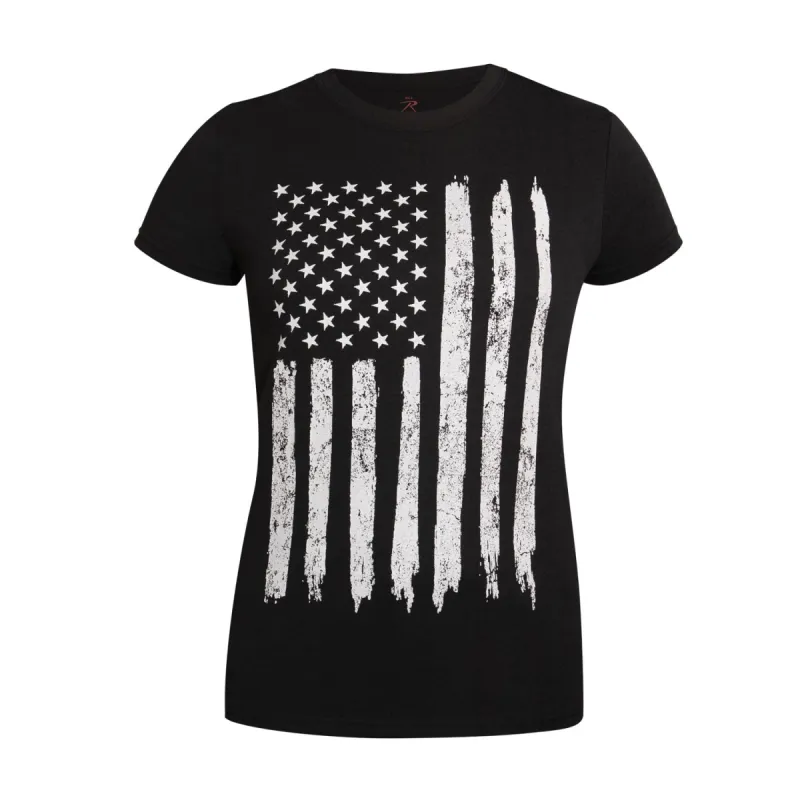 Womens Distressed US Flag Long T-Shirt by Rothco sold by Legendary USA